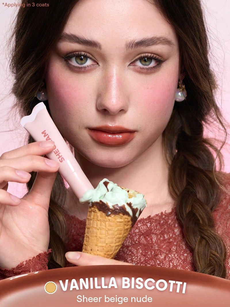 SHEGLAM Crystal Glaze Moisturizing Lip Gloss Hydrating Jelly Long Lasting Waterproof Plumping Lip Gloss-Vanilla Biscotti