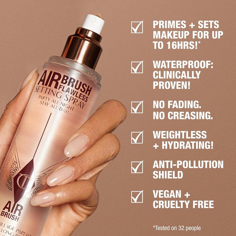 Charlotte Tilbury Airbrush Flawless Setting Spray - Ultra-Fine Hydrating Mist for Long-Lasting Makeup | 3.4 oz, Waterproof