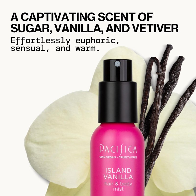 Pacifica Hair Mist Perfume - Island Vanilla Body Spray | Alcohol-Free, Vegan, 5 oz