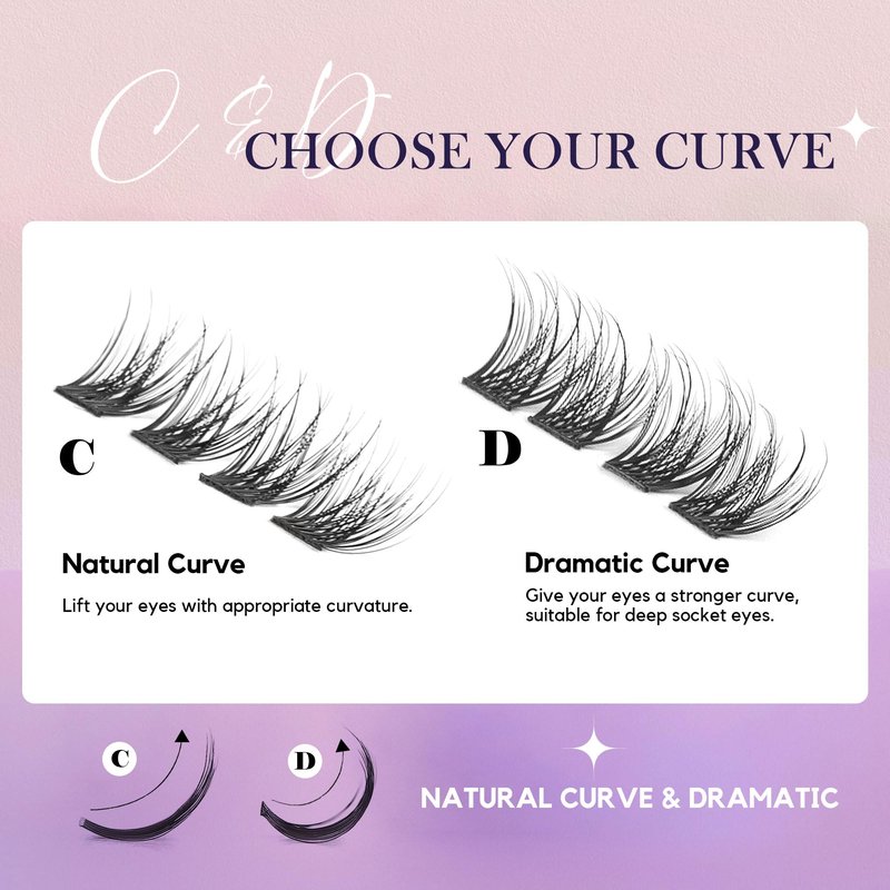 GAQQI Lash Clusters, GQ03 False Eyelashes DIY Lash Extensions D Curve 168PCS Cluster Lashes 10MM, Wispy and Natural Lash Wisps (GQ03,D,10mm)