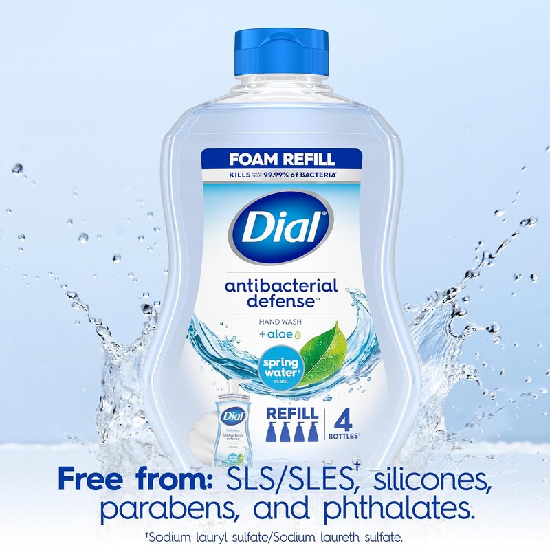 Dial Antibacterial Foaming Hand Wash Refill, Spring Water, 30 Ounce (Pack of 2)