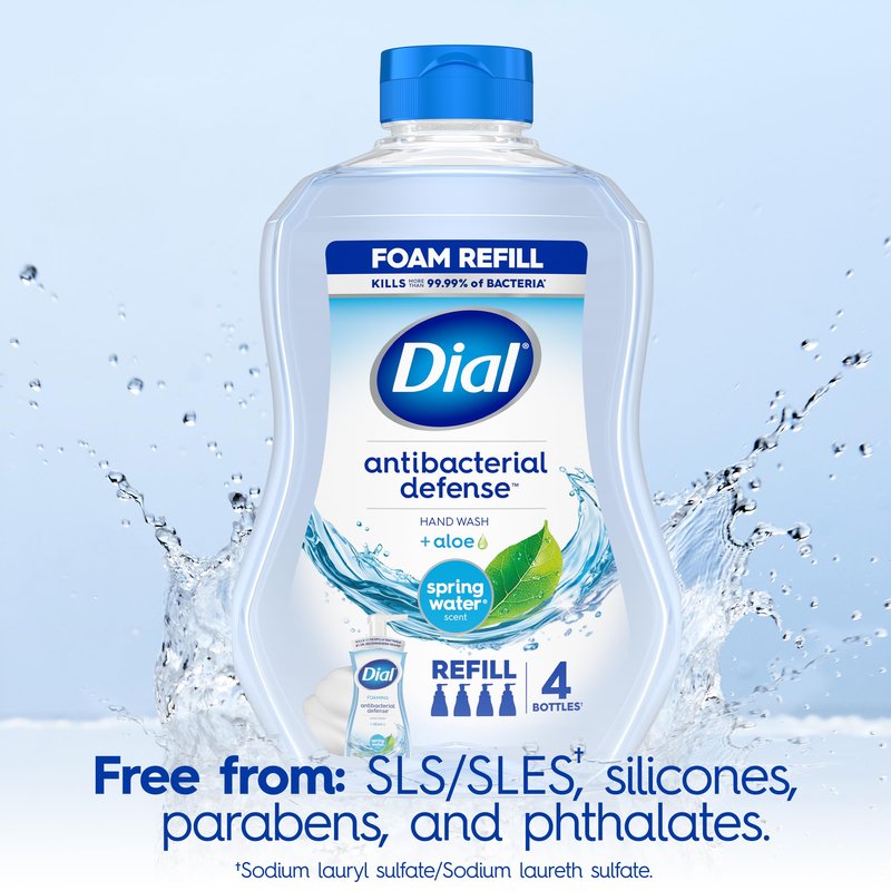Dial Antibacterial Foaming Hand Wash Refill, Spring Water, 30 Ounce