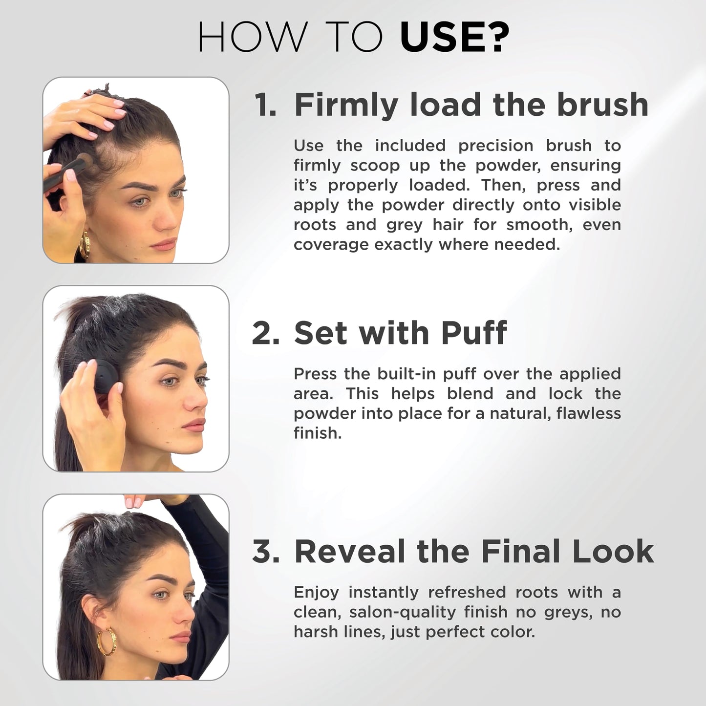 THICK FIBER Root Touch Up Powder - Water & Sweat Resistant Hair Loss Concealer Set for Thinning Hair Women, Includes Brush (Black)