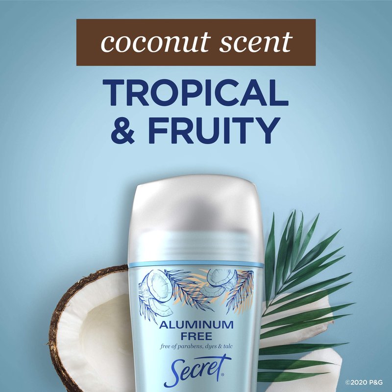Secret Aluminum Free Deodorant for Women, Coconut 2.4 oz, Pack of 12