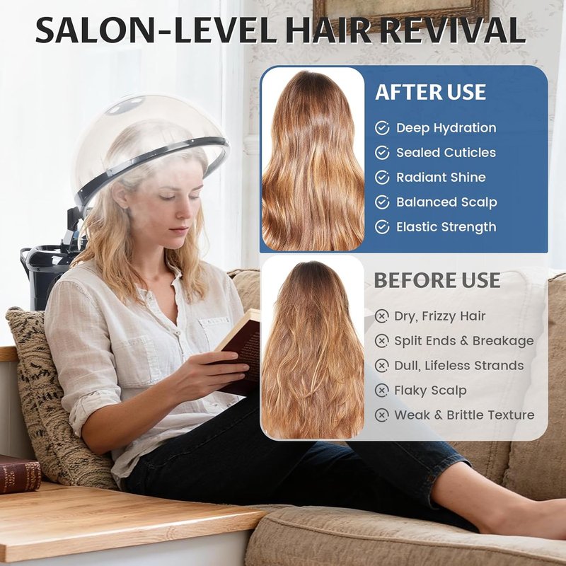 Hair Steamer | 2-in-1 Ozone Facial Steamer for Home & Salon - Portable Moisturizing Hydration