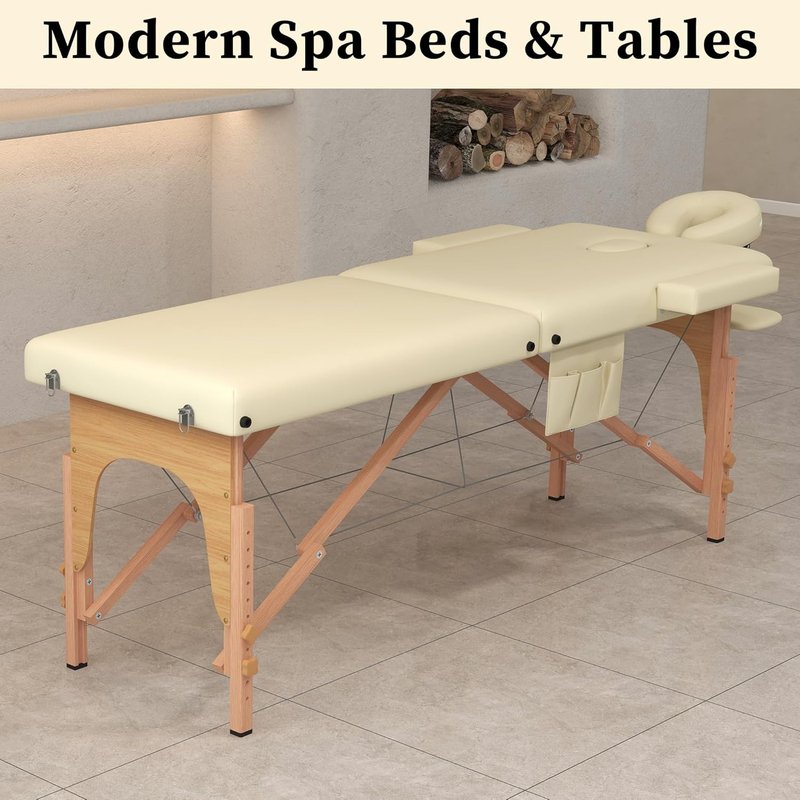 Civama Portable Massage Table - Lightweight Aluminum Frame with Carrying Bag | Beige, Ideal for Spa & Tattoo Use