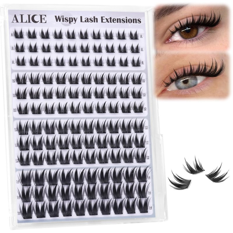 ALICE Bunny Lash Clusters - Wispy 8-14mm Eyelash Extensions | Invisible Band for Manga & Anime Looks
