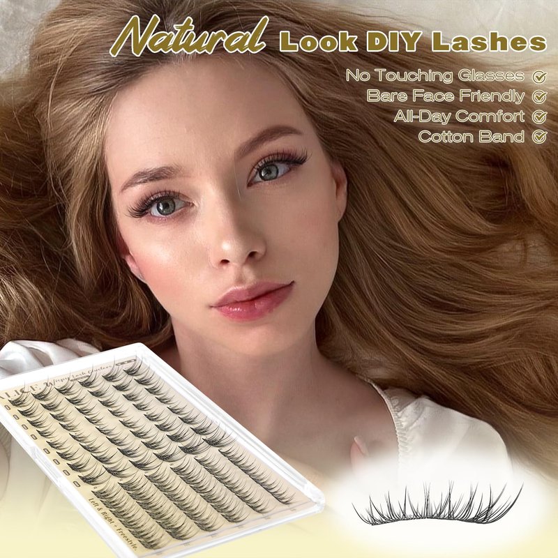 ALICE Wispy Natural Lash Clusters Invisible Band Eyelash Clusters Vegan DIY Eyelash Extensions Reusable Lightweight Lash Extensions for Daily No Makeup