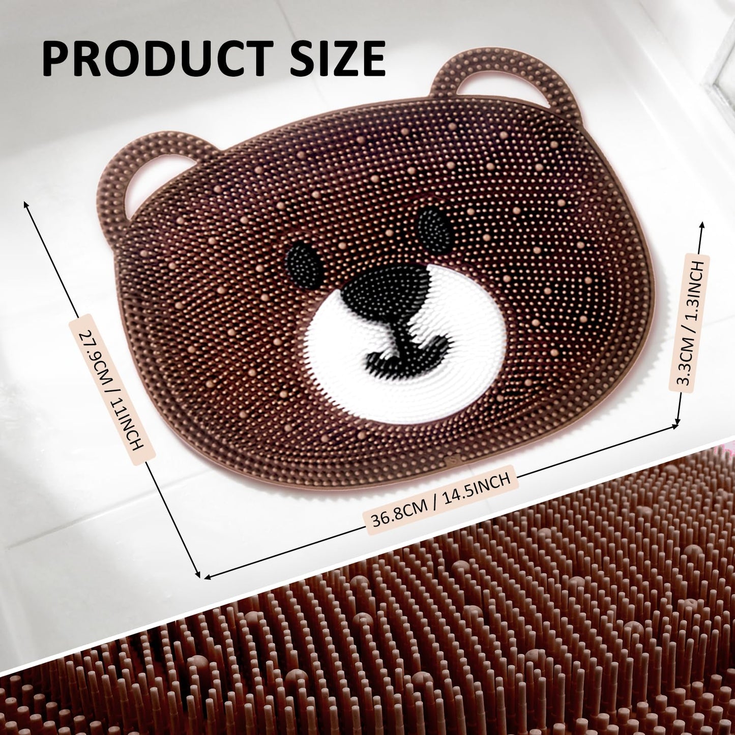 EaTubano Foot Scrubber for Shower - Silicone Exfoliating Bath Mat with Non-Slip Suction Cups, Dead Skin & Callus Remover for Feet - Men & Women, 14.5" x 11" (Coffee)