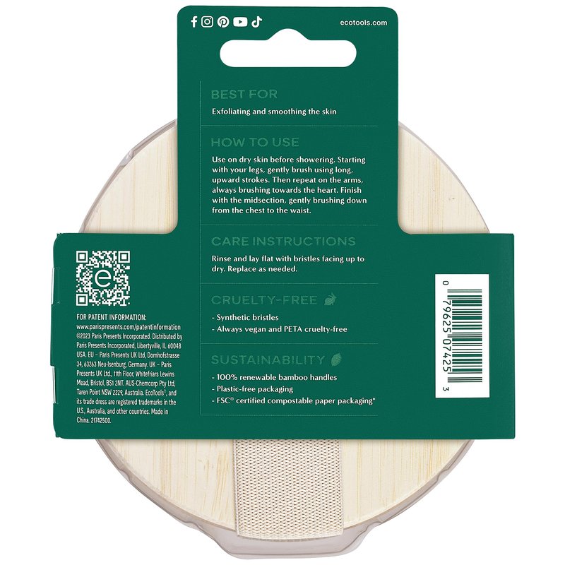EcoTools Dry Body Brush 4-Pack – Exfoliating Body Scrubber for Dead Skin Removal, Cellulite Massage, Circulation