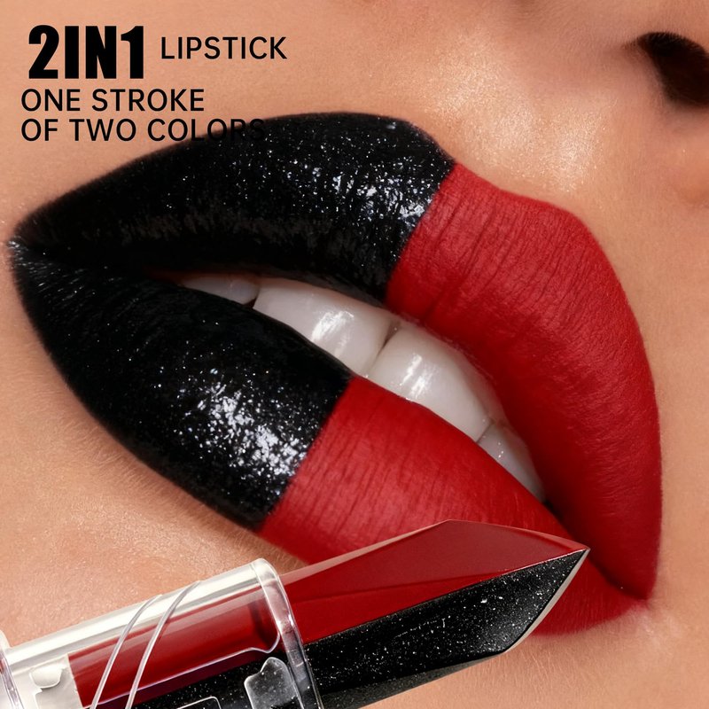 Depuplum 2 in 1 Dark Red Matte Lipstick Glitter Silver Lipstick Dual Sided Waterproof Lipsticks for Women One Stroke Two-Tone Long Lasting Lip Stick for Mother's Day,DU-Q9