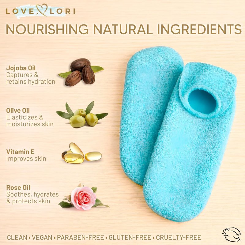 Moisturizing Socks for Women - Vitamin E & Jojoba Oil Infused Gel Foot Care | Size 9-11