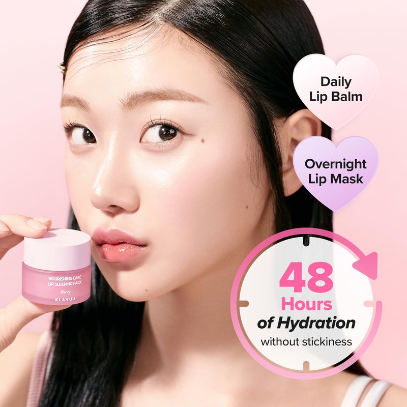 Klavuu Lip Mask Sleeping Pack (0.7oz) – Overnight Deep Hydrating Korean Lip Balm Treatment for Very Dry, Chapped Lips | Lip Lightening & Plumping with Instant Hydration | Gentle Exfoliating (Berry)
