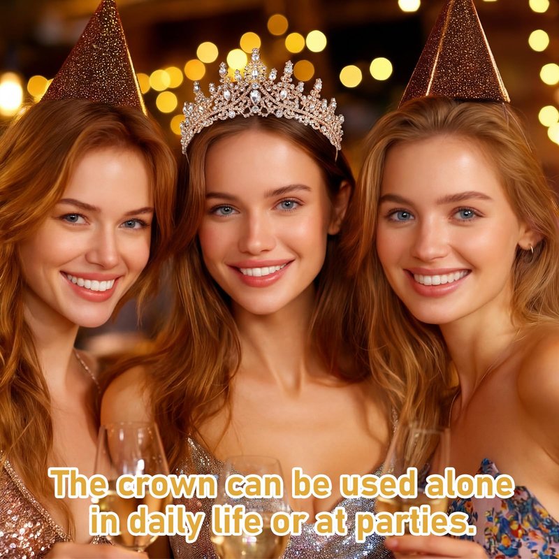 Mepase 2026 Graduation Crown and Cap Rose Gold Glitter Metal Rhinestone Princess Crown Adjustable Black Graduation Hat Grad Tiara and Cap for Women Grad Party Decorations