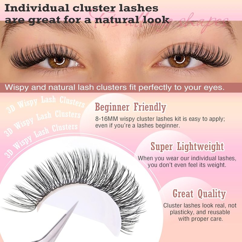 FANXITON Natural DIY Lash Extension Kit - Wispy 20D & 30D Clusters | 280 Pcs, 8-16mm Lengths