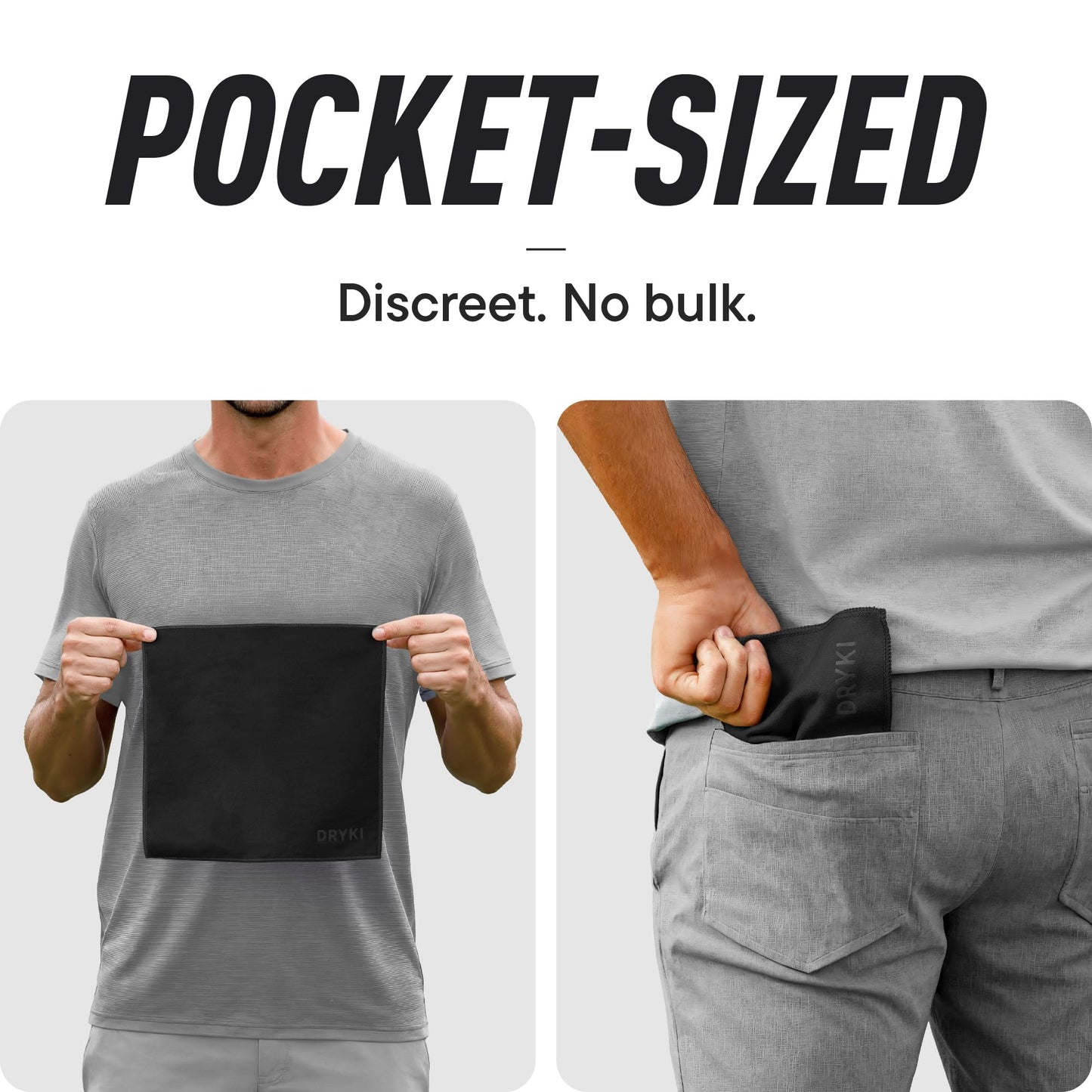 DRYKI Sweat Absorbing Handkerchiefs - The Original Pocket-Sized Sweat Towels - Quick-Dry Microfiber Sweat Rags for Face, Hands, & Body - Men & Women - Gym, Sports, and Work (Black: 5 Pack)