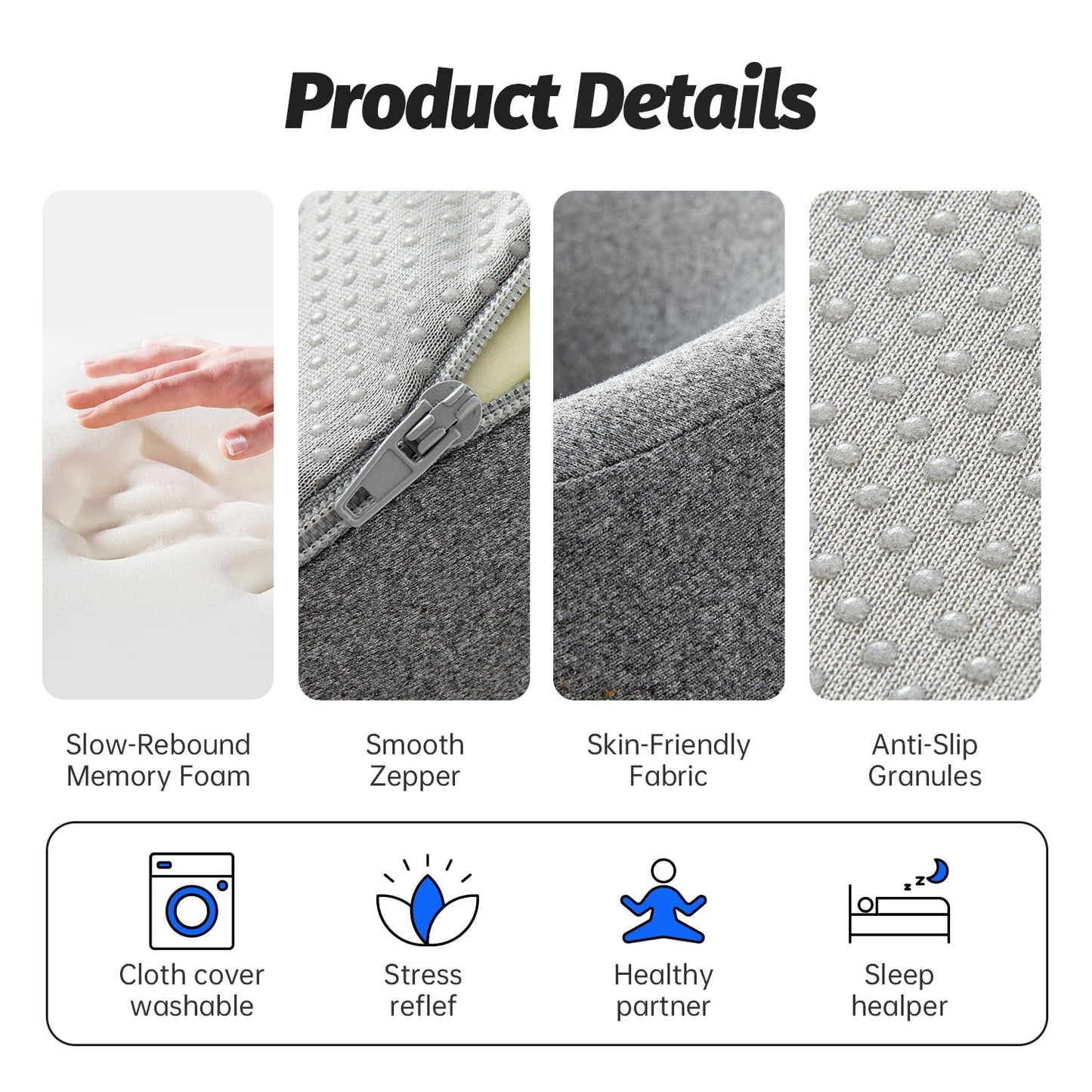 Xiaomubiao Face Down Pillow - Comfortable Massage Headrest for Stomach Sleeping | Grey Removable Cover