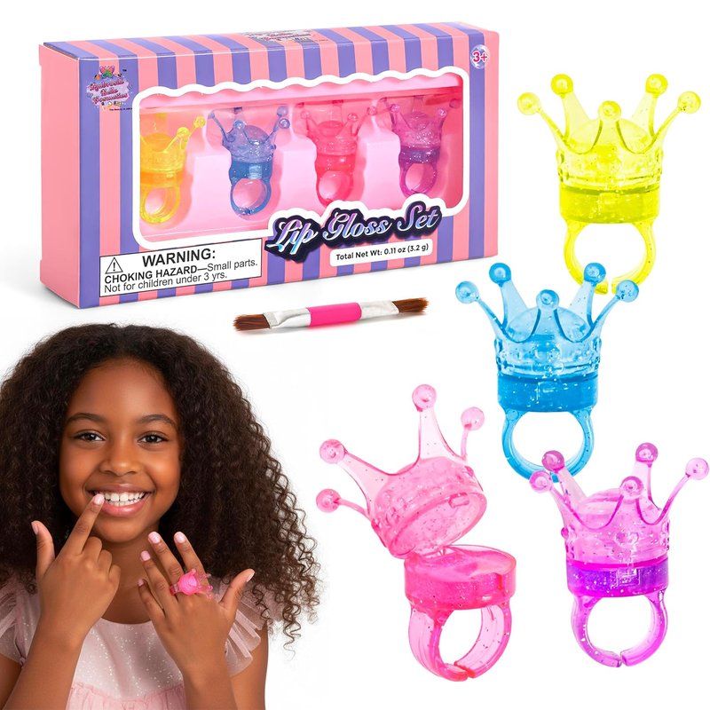 Skiennix Kids Lip Gloss Set - Non-Toxic Washable Lip Gloss Rings | Perfect Makeup Kit for Ages 3-12