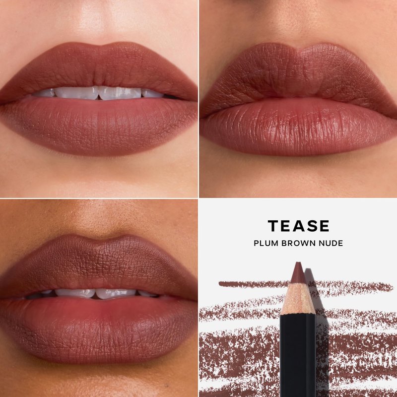 Saie Lip Liner 101 - Lip Pencil Made with a Creamy, Soft Matte Formula for a Naturally Framed or Fully Filled Look - Supercharged with Shea Butter & Jojoba Oil - Tease (.05 oz)