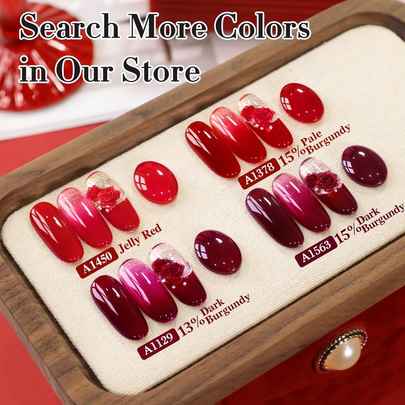 Double Rhythm 15ML Gel Polish Pure Sheer Same Color Same Bottle Gel Polish Art Manicure Salon DIY at Home for Women (Jelly Red-A1450)