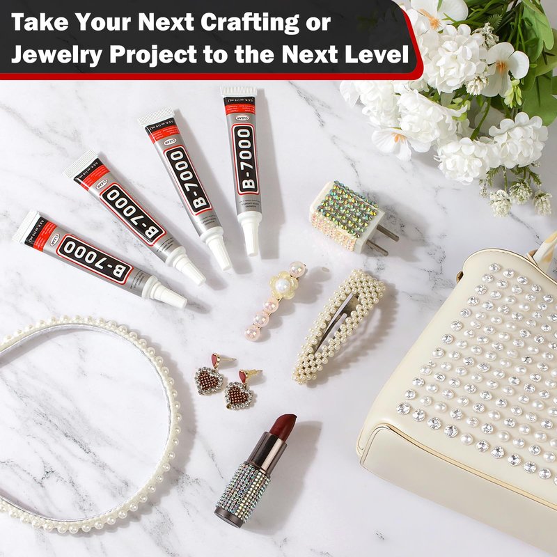 B-7000 Glue Clear with Precision Tip, 15ml 16 Pack Multi-Function Craft Adhesive, Waterproof Strong Bond Glue for Jewelry Making, Rhinestones, Bedazzling, Crafts, Shoes, Fabric, Phone Repair