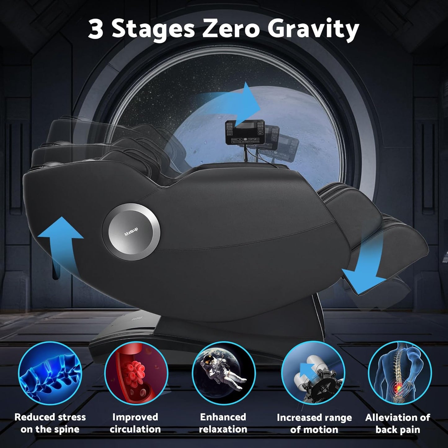 Zero Gravity Massage Chair - Full Body Shiatsu Recliner with 14 Massage Points & Heating | Bluetooth Speaker, Touch Screen Controller