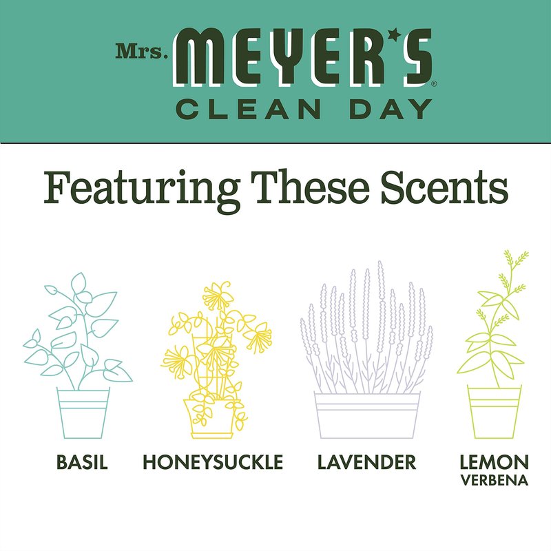Mrs. MEYER'S Basil Scent Liquid Hand Soap Refill Bottle, 33 Fl oz. (Pack of 6)