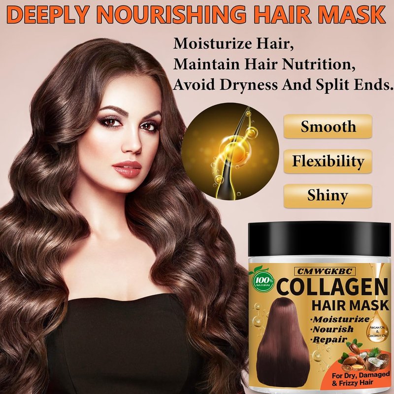 Collagen & Keratin Hair Mask - Deep Conditioner for Damaged Hair | Hydrating Argan Oil Treatment for All Hair Types