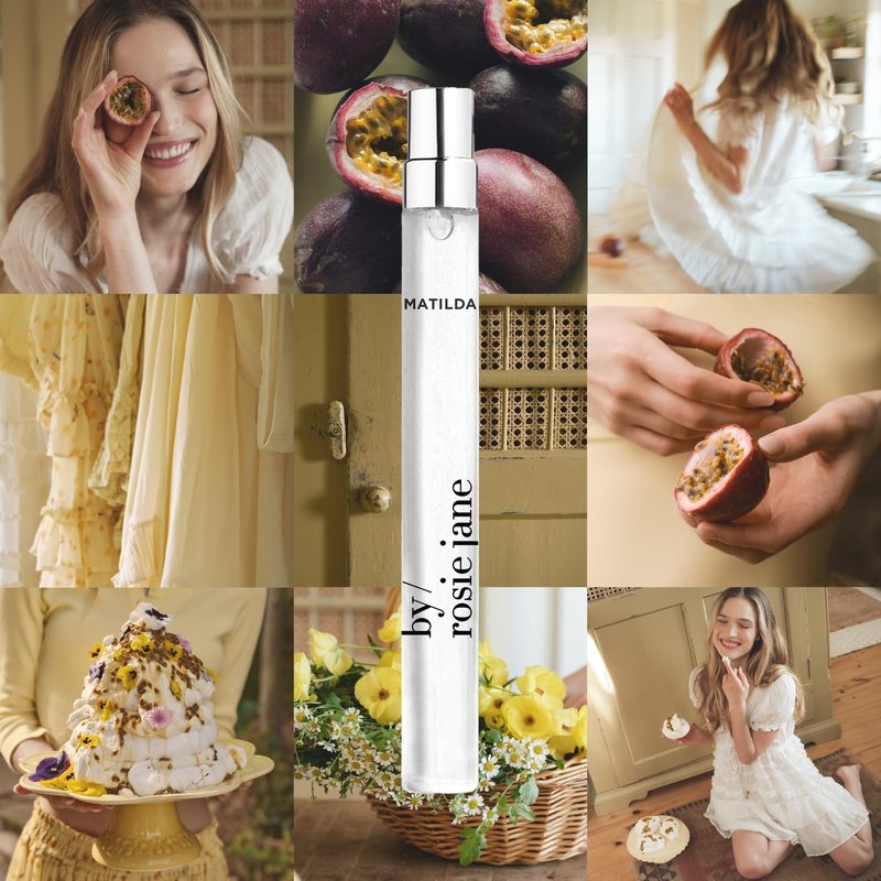 By Rosie Jane Travel Perfume (Matilda) - Clean, Non-Toxic Perfumes for Women - Long-Lasting, Everyday Body Spray & Hair Perfume - Notes of Passionfruit, Sweet Meringue & Golden Musk - Vegan (10 ml)
