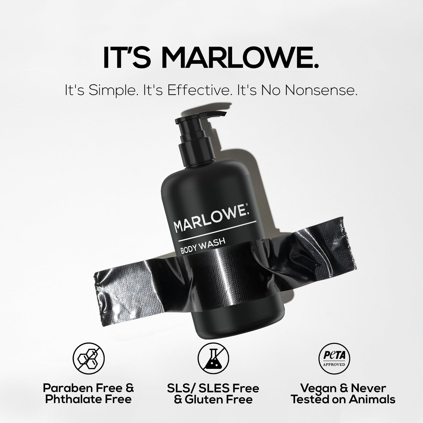 MARLOWE. Men's Body Wash, 15 oz Pump, Energizing & Refreshing Shower Gel, Moisturizes & Nourishes, Clean Vegan Formula with Willow Bark & Green Tea Extracts, Fresh & Zesty Cedarwood + Sea Salt Scent