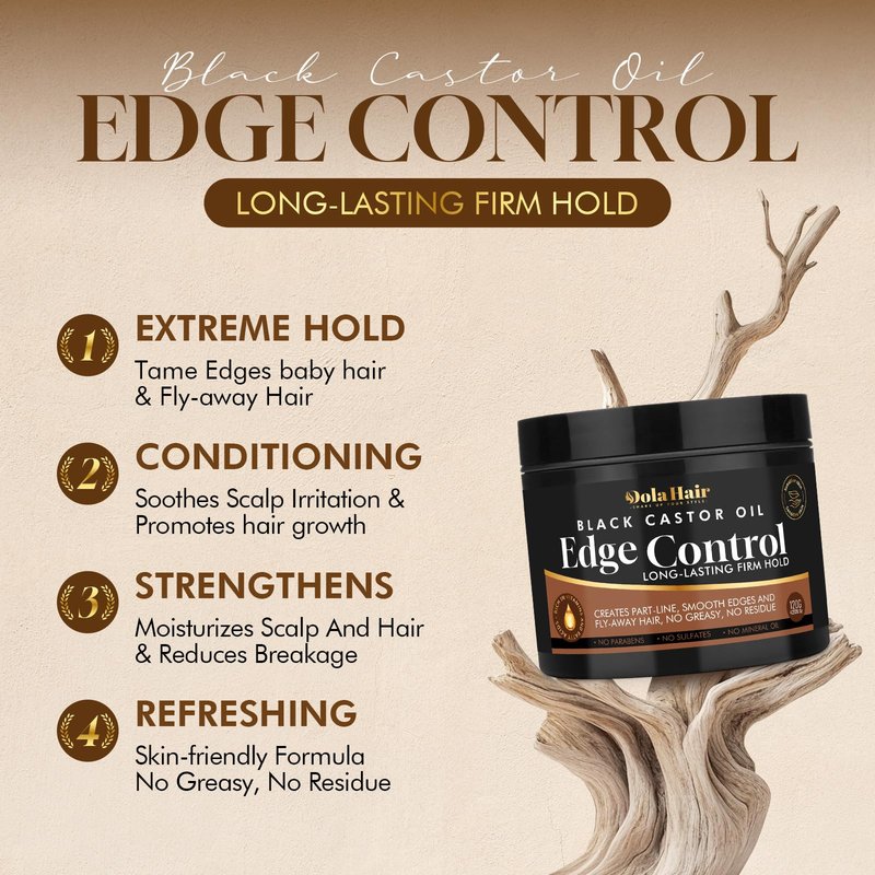 Edge Control Gel for Women Strong Hold Hair Braiding Gel Firm Hold, Hair Styling Wax Natural Edge Lock & Fixer for Women & Men Non-Greasy No Flaking (Edge Control Gel 4.2 Oz)