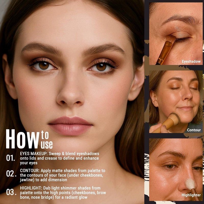 Afflano Neutral Nude Eyeshadow Palette, Matte Shimmer Beige Brown Eyeshadow Palette Highly Pigmented, Blendable Natural Colors Long-Wear, Nude Eye Shadow for Women Brown Eyes Daily Grunge Makeup