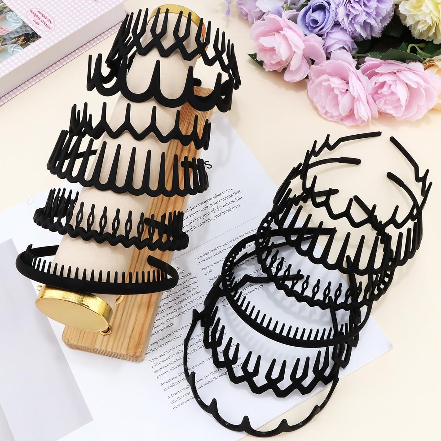 Zigzag Headbands for Women - 12 Pcs Non-Slip Plastic Hair Accessories | 6 Stylish Designs