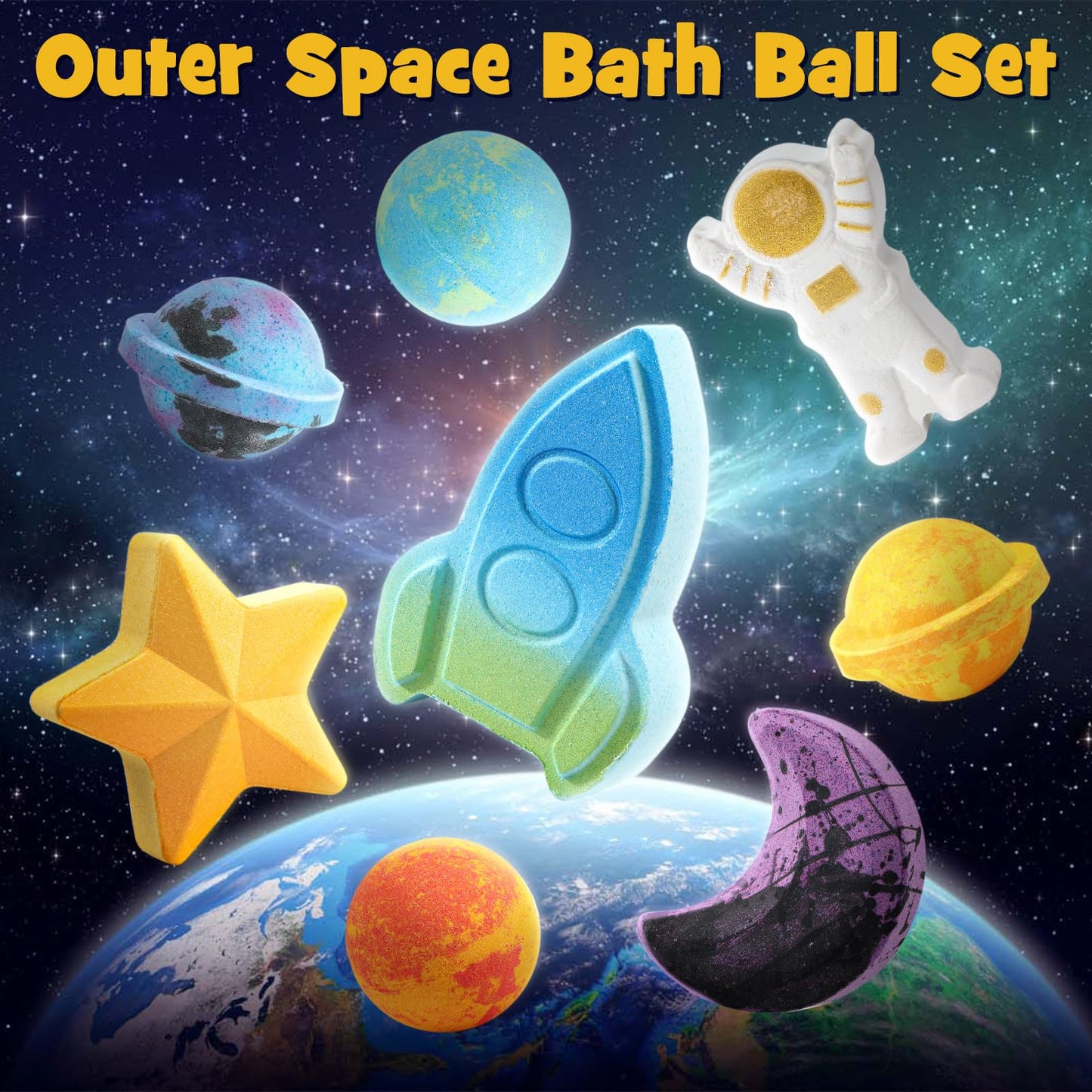Toylink Space Bath Bombs for Kids with Surprise Inside, 8 Pack Kids Galaxy Bath Bombs with Space Toys for Toddler Boys Girls Handemade Rainbow Bubble Bath Fizzies Birthday Christmas Gift Set