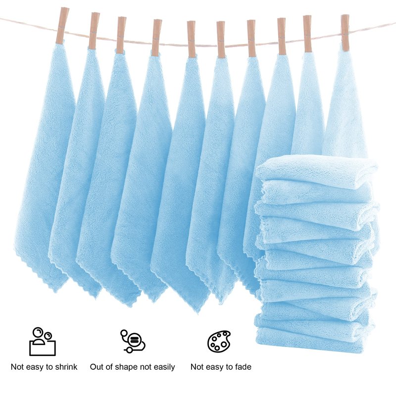 MOONQUEEN Ultra Soft Premium Washcloths Set - 12 x 12 inches - 24 Pack - Quick Drying - Highly Absorbent Coral Velvet Bathroom Wash Clothes - Use as Bath, Spa, Facial, Fingertip Towel (Aquamarine)