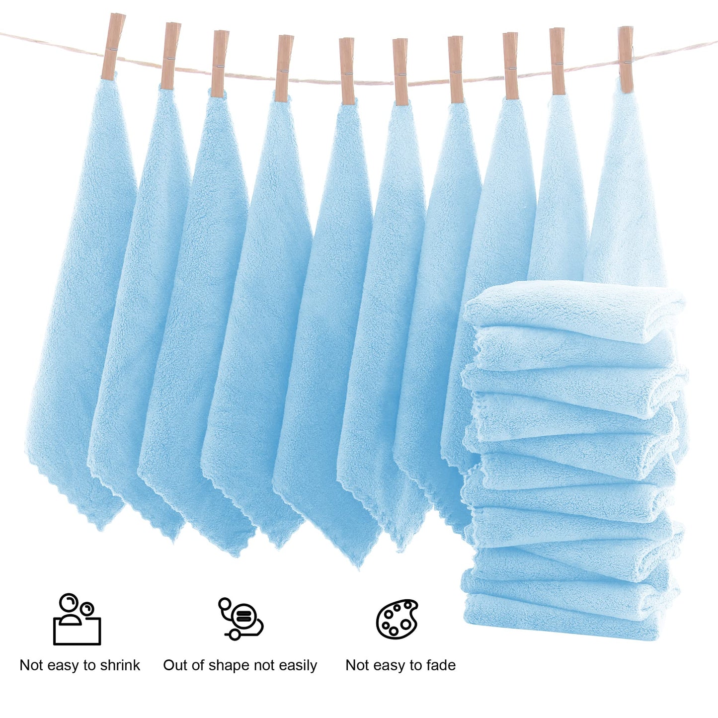 MOONQUEEN Ultra Soft Premium Washcloths Set - 12 x 12 inches - 72 Pack - Quick Drying - Highly Absorbent Coral Velvet Bathroom Wash Clothes (Aquamarine)