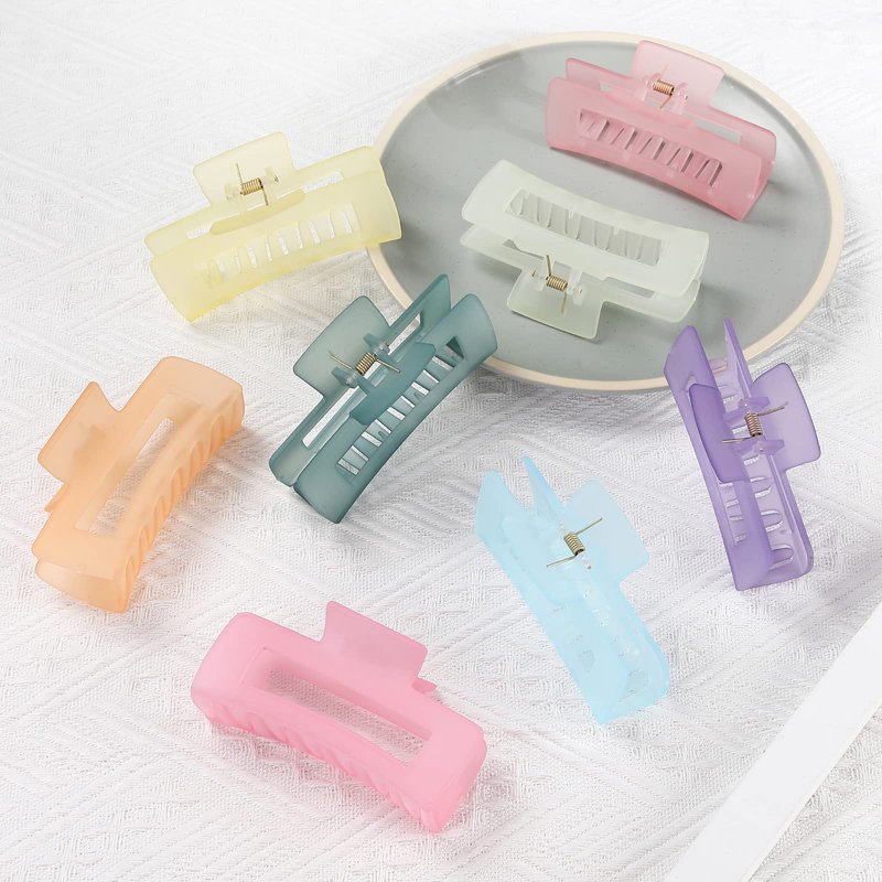 4.1 Inch Large Acrylic Banana Jaw Hair Clips - 8 Pcs Nonslip Rectangle Clips for Thick Hair, Hair Accessories for Women and Girls (Matte Color)