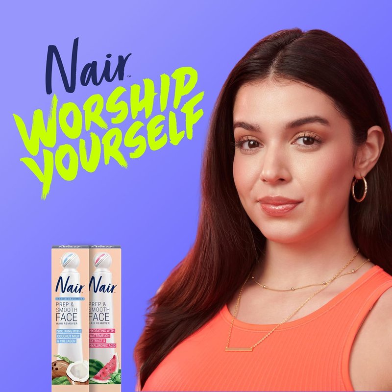 NAIR Exfoliating Facial Hair Removal Cream for Women - Smooth Skin with Collagen for Sensitive Skin