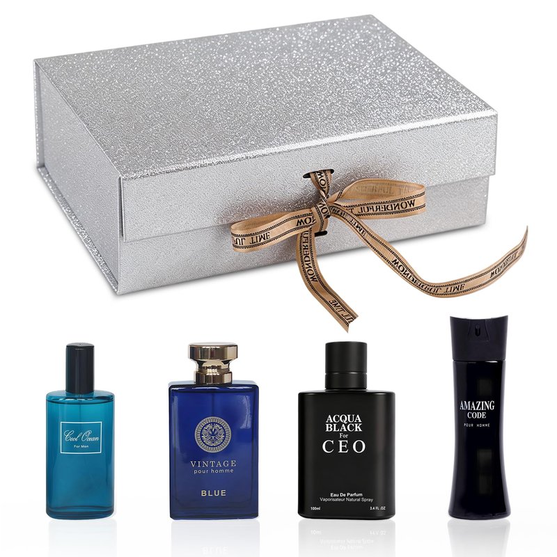 A CENTER Men's Cologne Gift Set 4 x 3.4 FL oz|Luxury perfume with Premium Presentation Box|Perfect Valentine's Day Gift for Him|Long Lasting Fragrance(CoolOceanM&Vintag&Amazing&Aqua)