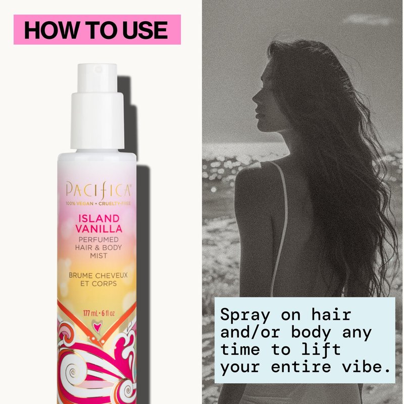 Pacifica Mini Island Vanilla Hair Mist Perfume and Full Body Spray for Women - Body Mist Fragrance Spray for A Mood-Lifting Experience, Paraben-Free, Clean Beauty Alcohol-Free, Vegan 2 oz