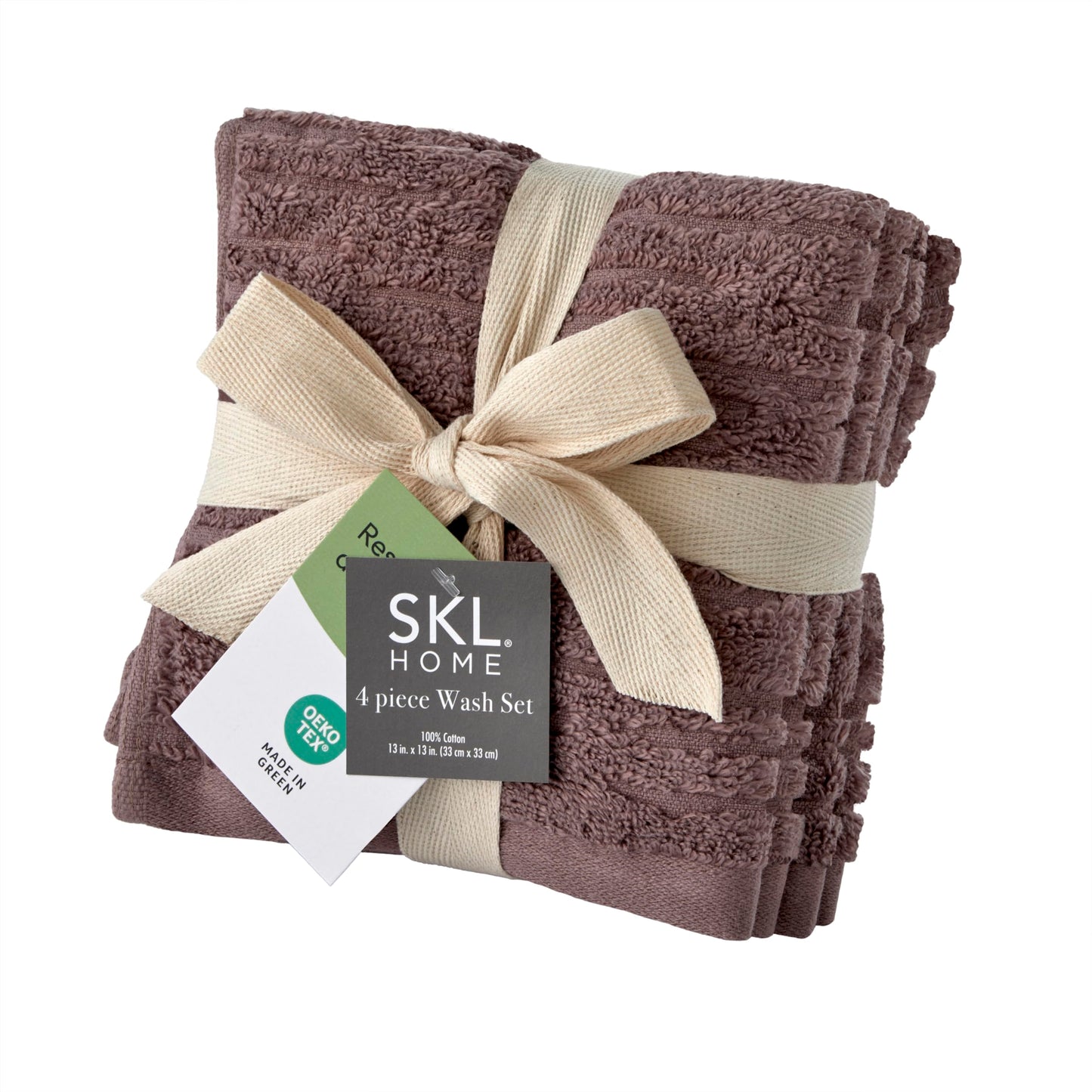SKL Home CloudSoft Cotton Luxury 4-Piece Washcloth Set, Soft Plum