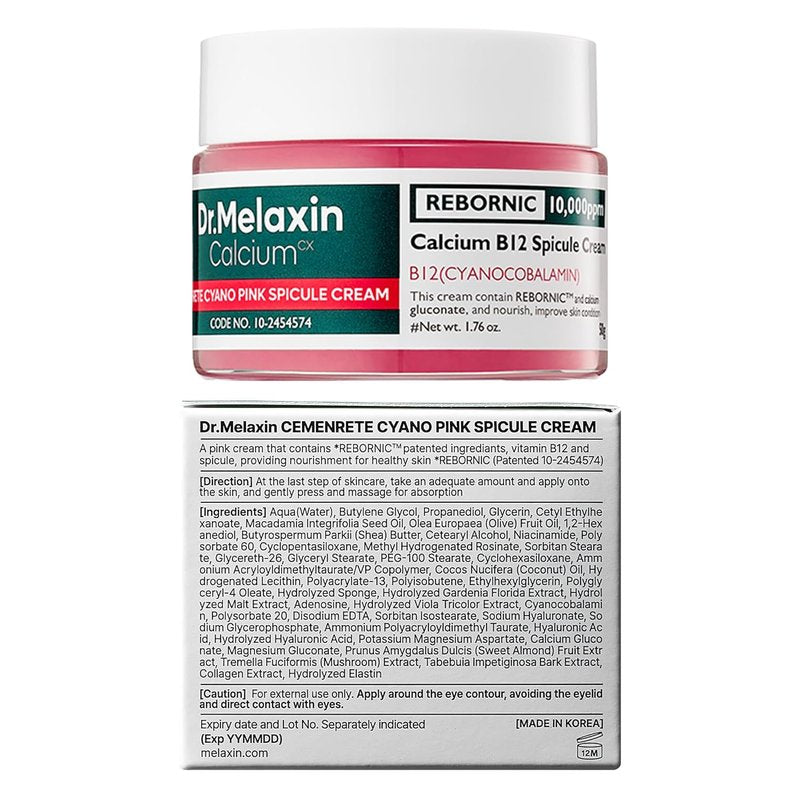 Dr. Melaxin Cyano Pink Spicule Cream - Dark Circle & Fine Line Treatment with Calcium & Vitamin B12 | 1.69 fl. oz.