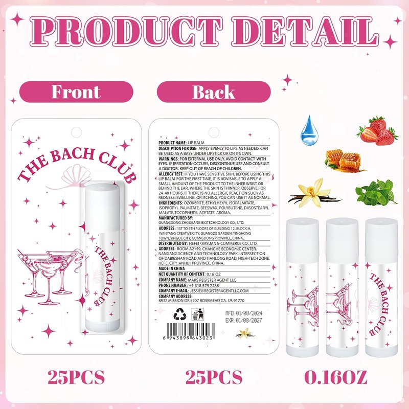 Bachelorette Lip Balm Set - 35 Pack Moisturizing Party Favors | Bridal Shower & Engagement Gifts