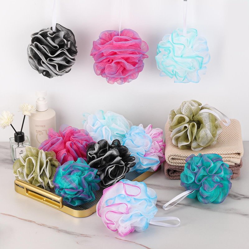 12Pcs Mini Loofah Travel Size Bath Sponge 25g/pc Shower Puff Mesh Pouf Exfoliating Bath Scrunchies - Multi Color