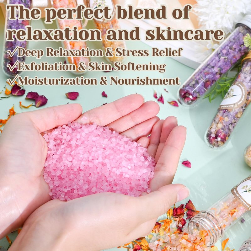 JUYRLE Bath Salts Making Kit- 31PCS DIY Bath Salts Making Kit, Make Your Own Sea Bath Salt, Relaxation Gifts for Women, Lavender, Rose, Body Care Spa Set, Organic Salt Scrubs Gifts for Women & Men