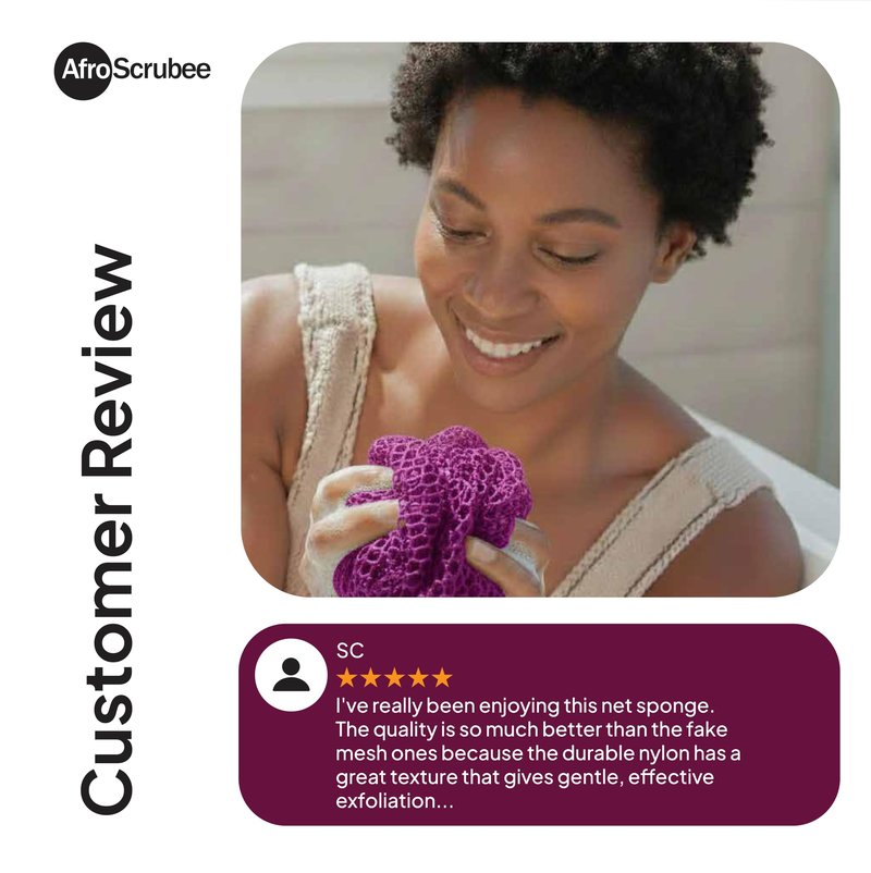 AfroScrubee Authentic African Net Sponge Exfoliating Bath Sponge (Purple)