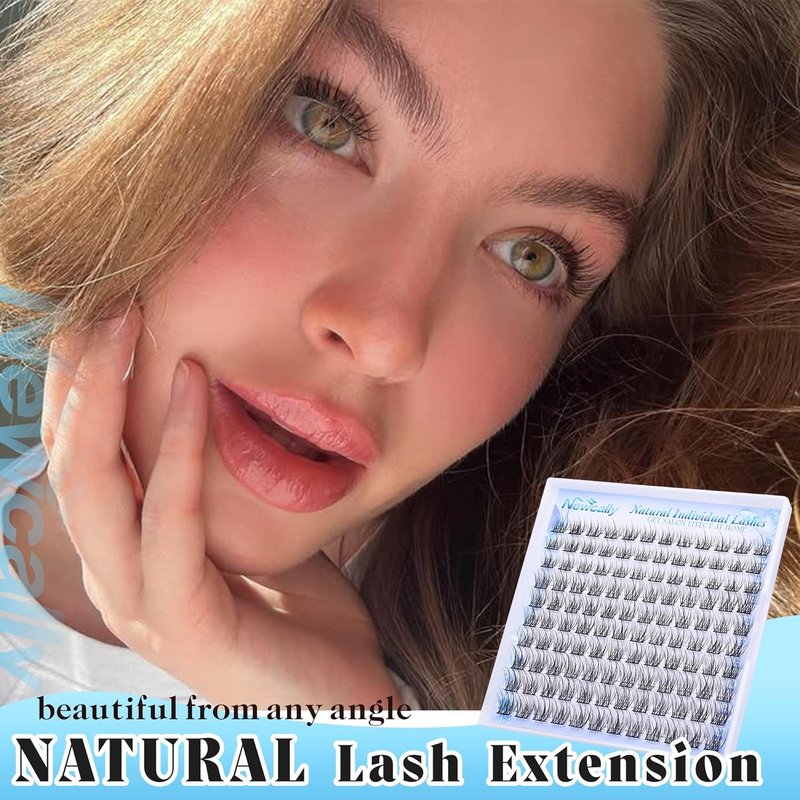 Natural Lash Clusters - C-Curly Short Individual Eyelash Extensions | Wispy 10-14mm DIY Lashes