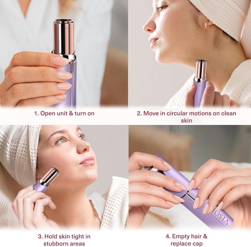 Electric Facial Hair Removal for Women - Dermaplaning Razor & Trimmer Tool Set | Amethyst Color