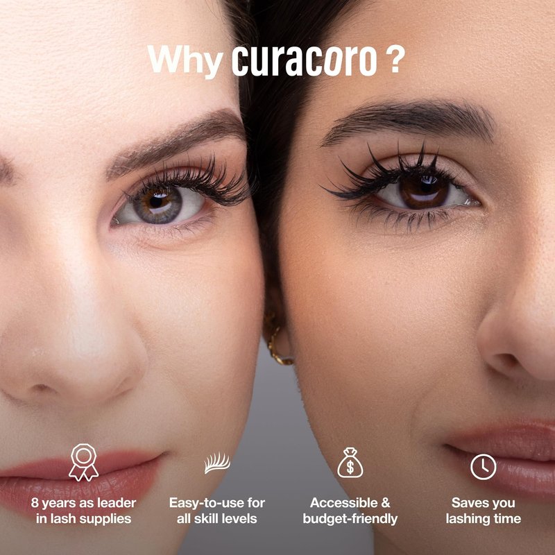 Curacoro Promade 500 Fans 5D-0.07 CC Curl 12mm Length Handmade Volume Lash Fans for Long-Lasting Eyelash Extension