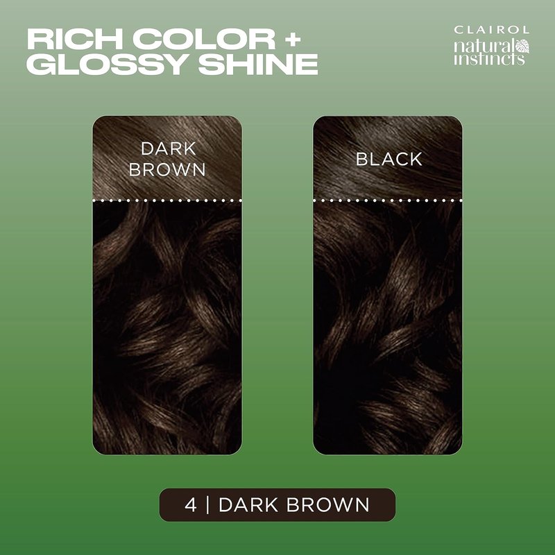 Clairol Natural Instincts Demi-Permanent Hair Dye - 4 Dark Brown | Ammonia-Free, Vegan Formula with Coconut Oil & Aloe Vera | Set of 3